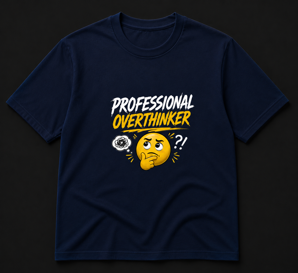 Professional Overthinker Printed T-Shirt | Relatable Graphic Tee for Men & Women