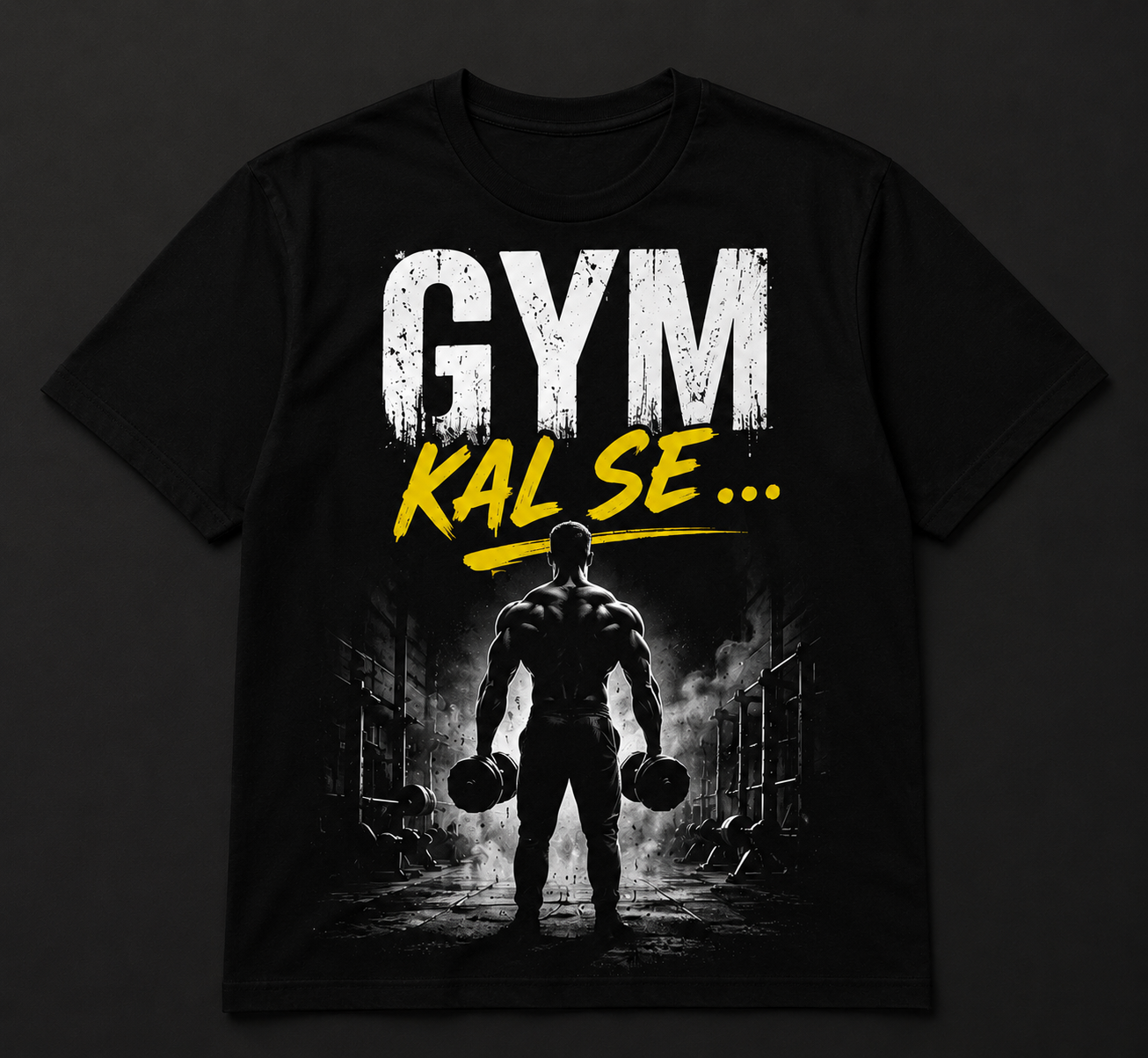GYM Kal Se.. Printed T-Shirt | Relatable Graphic Tee for Men & Women