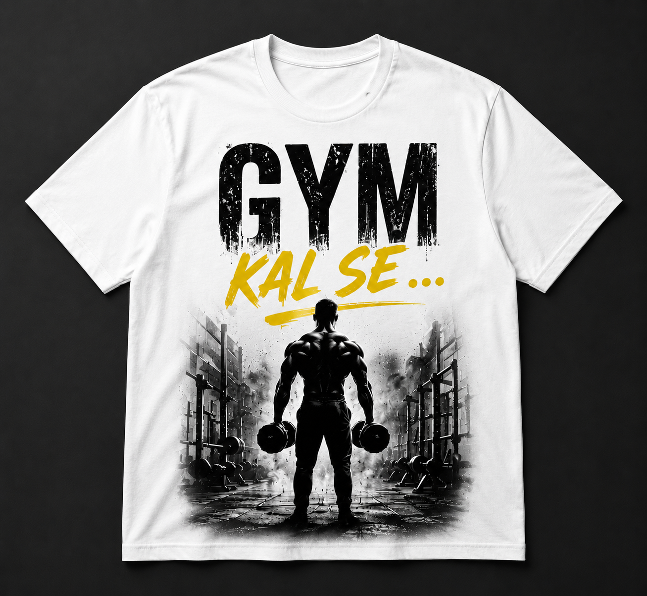 GYM Kal Se.. Printed T-Shirt | Relatable Graphic Tee for Men & Women