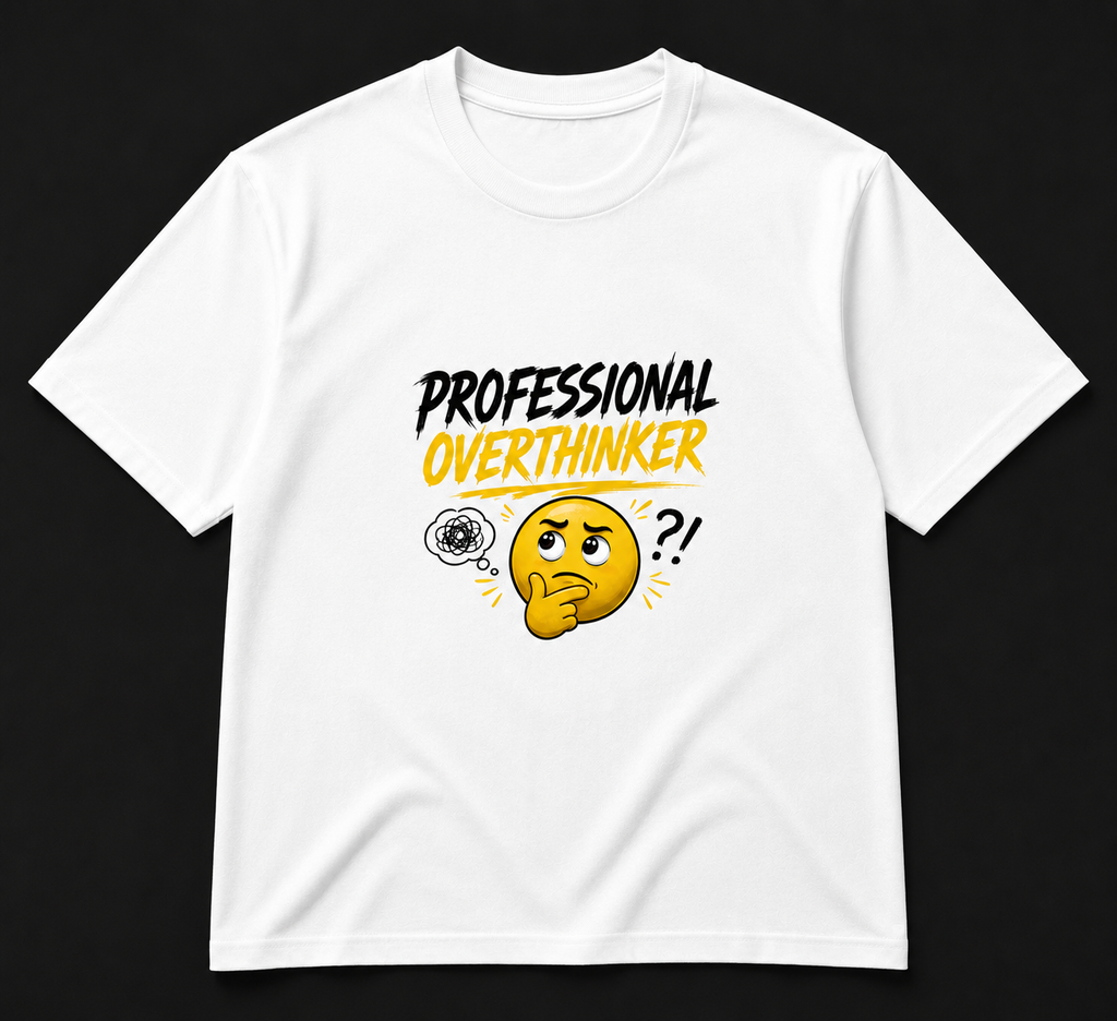 Professional Overthinker Printed T-Shirt | Relatable Graphic Tee for Men & Women