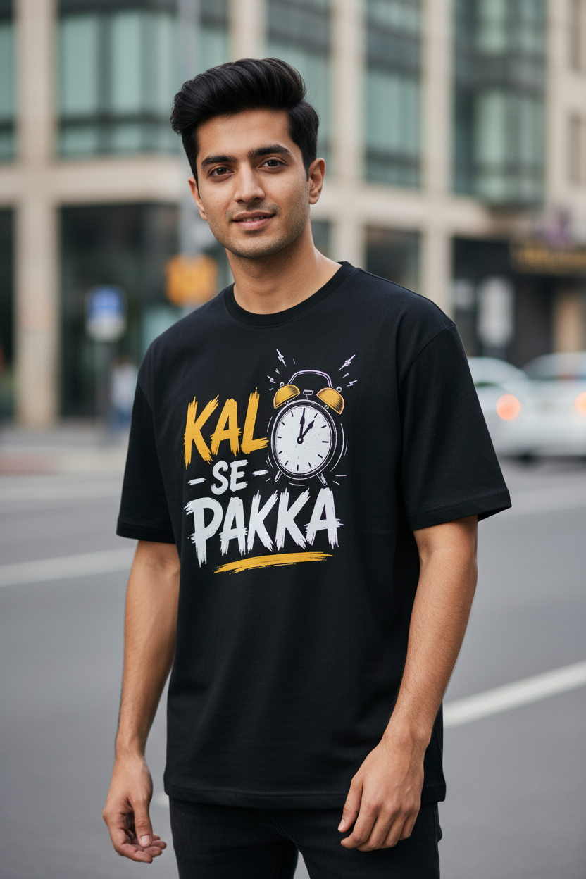 Kal Se Pakka Oversized T-Shirt | Funny Meme Graphic Tee for Men & Women