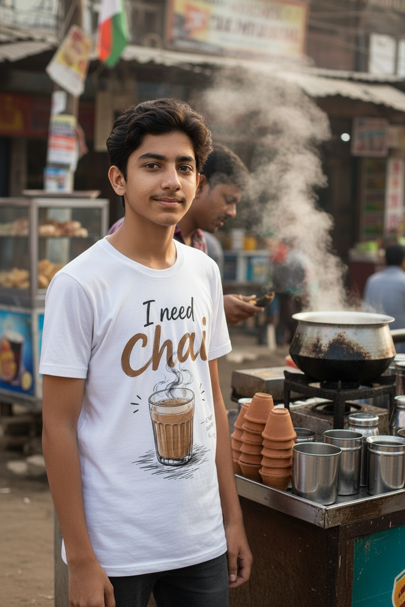 I Need Chai.. Printed T-Shirt | Emotion Graphic Tee for Men & Women