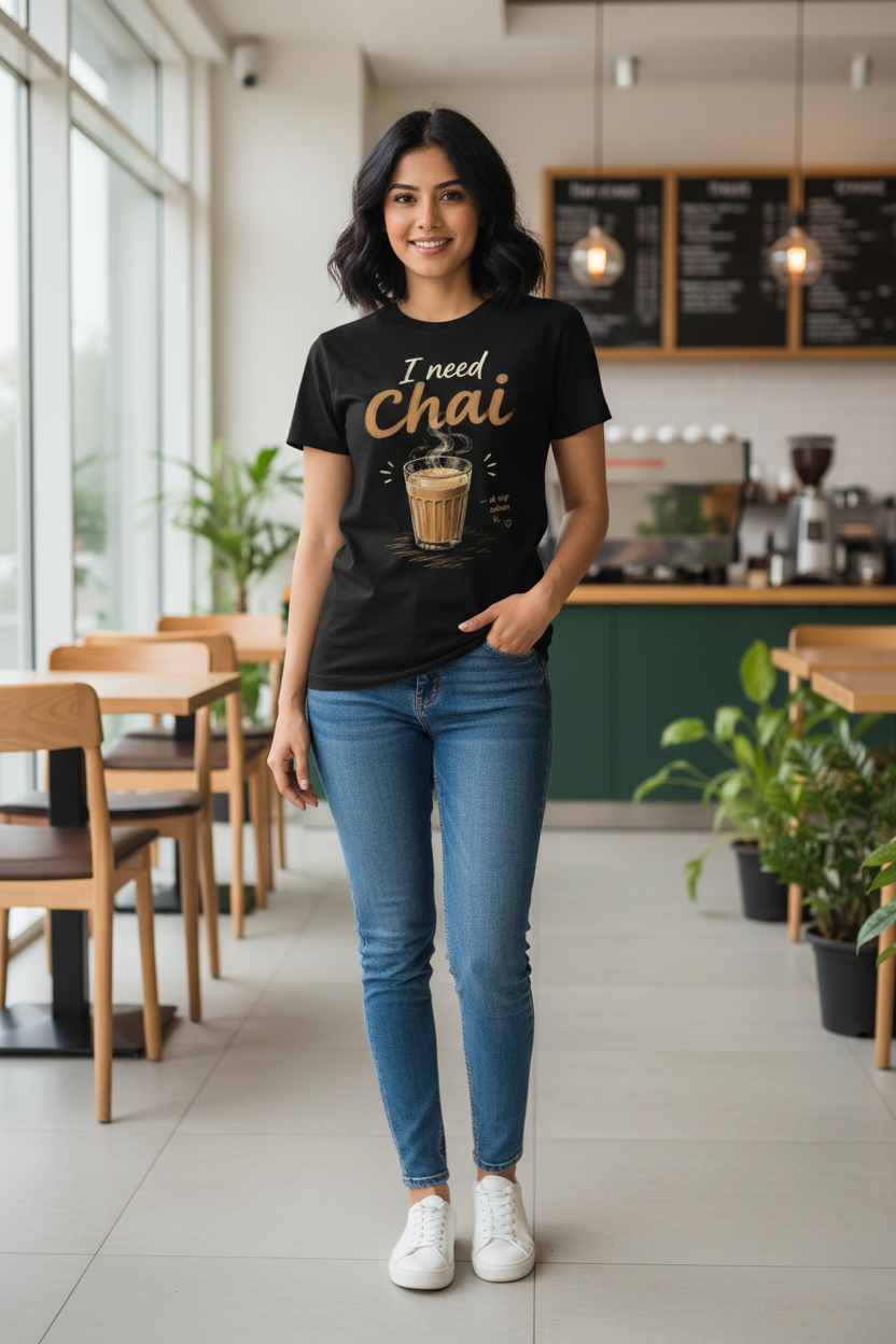 I Need Chai.. Printed T-Shirt | Emotion Graphic Tee for Men & Women