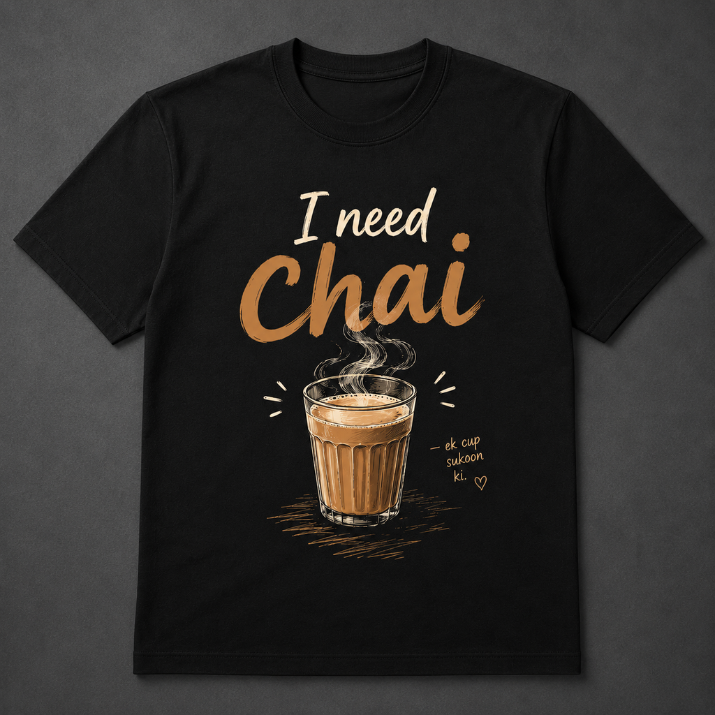 I Need Chai.. Printed T-Shirt | Emotion Graphic Tee for Men & Women