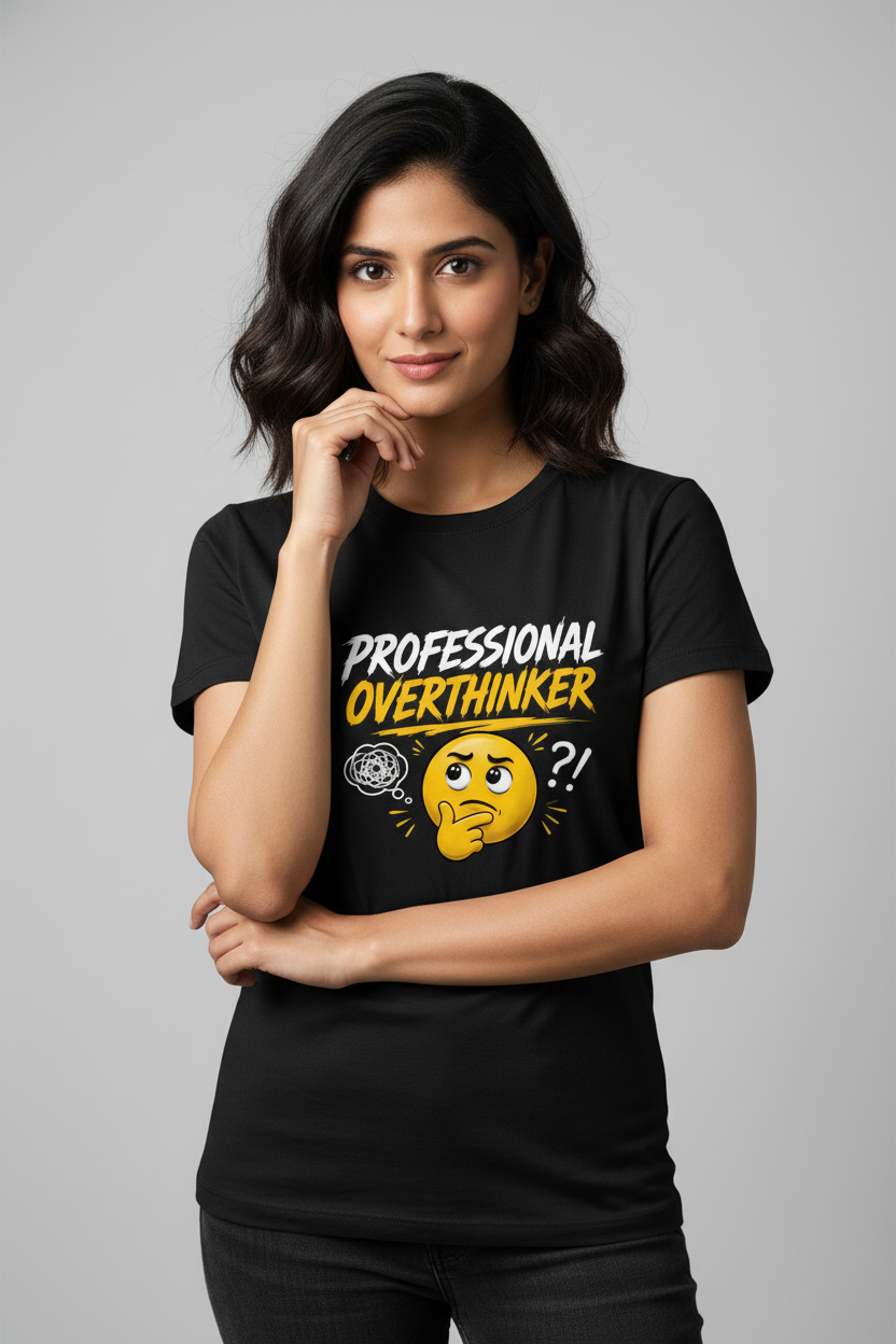 Professional Overthinker Printed T-Shirt | Relatable Graphic Tee for Men & Women