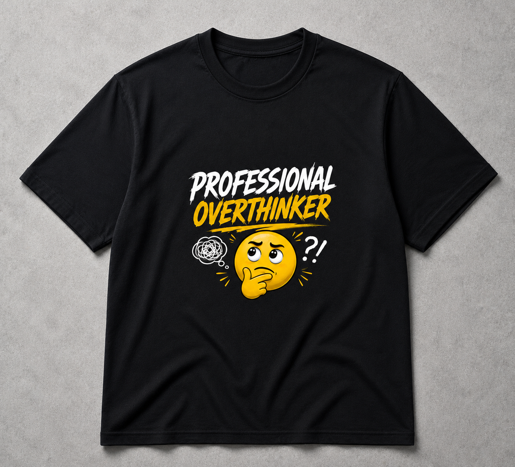 Professional Overthinker Printed T-Shirt | Relatable Graphic Tee for Men & Women