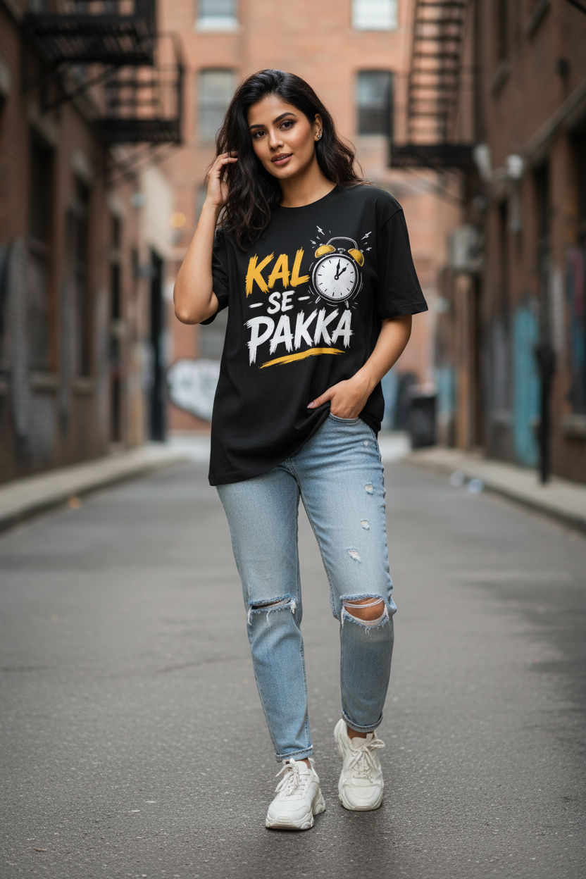 Kal Se Pakka Oversized T-Shirt | Funny Meme Graphic Tee for Men & Women