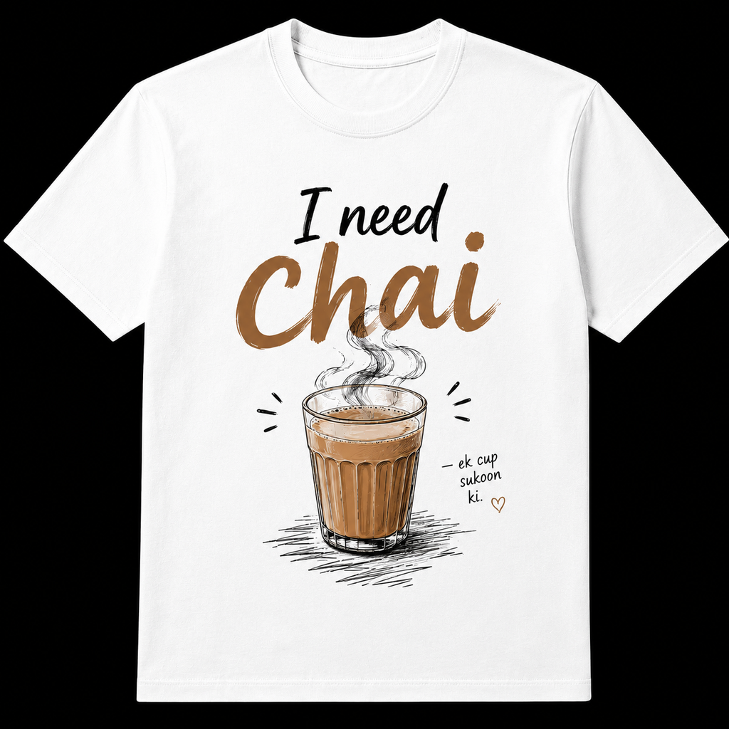 I Need Chai.. Printed T-Shirt | Emotion Graphic Tee for Men & Women